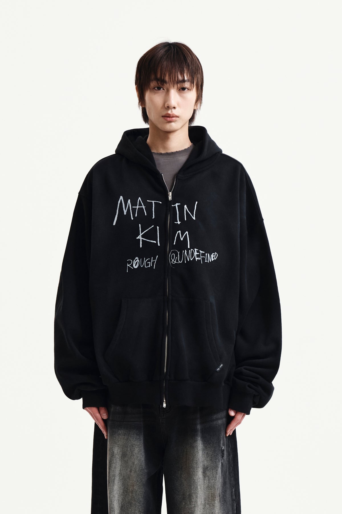VINTAGE WASHED GRAFFITI HOODY ZIP UP IN BLACK – MATIN KIM