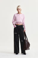 LAYERED TEXTURE KNIT CARDIGAN IN LILAC image 18