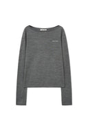 ESSENTIAL BOAT NECK KNIT TOP IN GRAY image 12