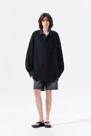 MIXED PANEL OVER FIT SHIRT IN BLACK image 10
