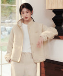 W HIGH NECK OVERSIZED FLEECE JACKET IN IVORY