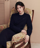 W SMALL CLASSIC LOGO KNIT PULLOVER IN NAVY