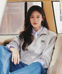SMALL CLASSIC LOGO HALF ZIPUP SWEATSHIRT IN HEATHER GREY