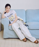 W SUMMER WIDE FIT DENIM PANTS IN WHITE image 1