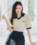 SMALL CLASSIC LOGO PK COLLAR POINT TEE IN IVORY image 1