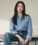 UNI BASIC DENIM SHIRT IN LIGHT BLUE image 1
