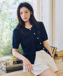 W SMALL CLASSIC LOGO HALF KNIT CARDIGAN SET UP IN LIGHT PINK image 16
