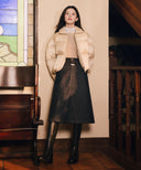 W A-LINE DENIM MIDI SKIRT IN DARK BLUE image 1