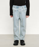 KIDS X-POCKET TAPERED DENIM PANTS IN LIGHT BLUE image 11