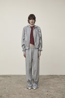 SLEEVE STRING DETAIL HOODY ZIP UP IN GRAY image 13