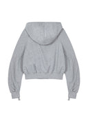 SLEEVE STRING DETAIL HOODY ZIP UP IN GRAY image 5