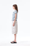 WASHED COTTON PATCH POCKET BERMUDA PANTS IN LIGHT GRAY image 18