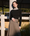 W SIDE BUCKLE PLEATED MIDI SKIRT IN BROWN image 2