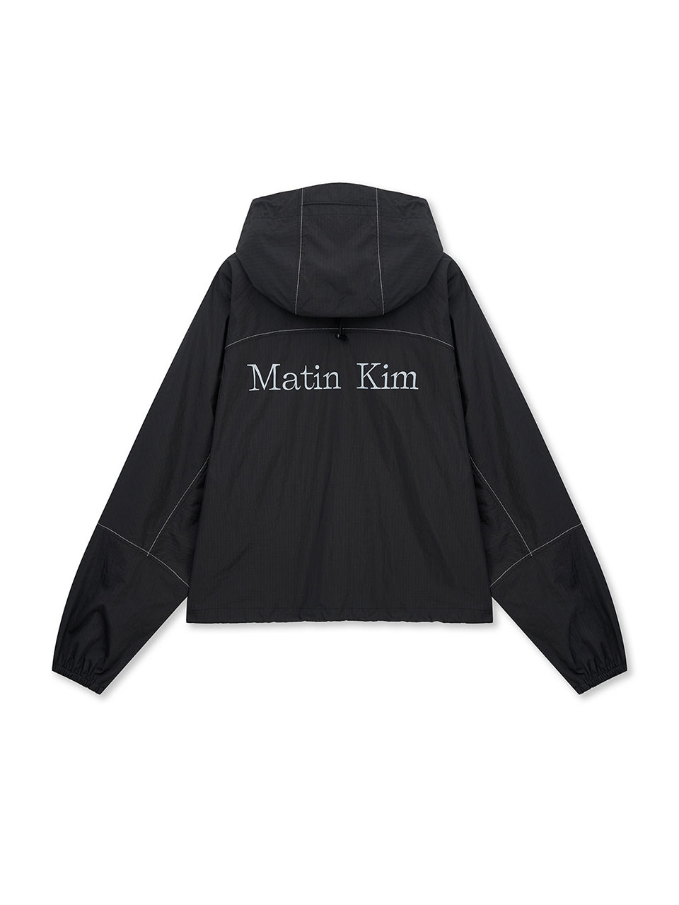 CROPPED BACK LOGO HOODY WIND BREAKER IN BLACK – MATIN KIM