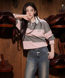 CLASSIC LOGO STRIPE RUGBY SWEATSHIRT IN LIGHT PINK image 2