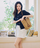 W DENIM SHORTS IN ECRU image 2