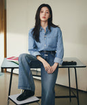 W WIDE FIT VINTAGE WASHED DENIM PANTS IN BLUE image 2