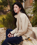 COTTON HERRINGTON JACKET IN BEIGE
