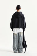 RAW EDGE HEM SWEAT HOODY IN CHARCOAL GREY image 7