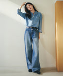 UNI BASIC DENIM SHIRT IN LIGHT BLUE image 3