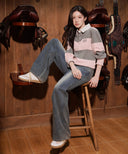 CLASSIC LOGO STRIPE RUGBY SWEATSHIRT IN LIGHT PINK image 3