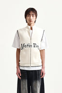 MATIN SPELL POINT KNIT ZIP UP VEST IN IVORY image 3