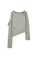 WEAVING LONG SLEEVE TOP IN LIGHT GRAY image 12