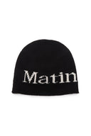 LOGO LINEN SHORT BEANIE IN BLACK image 2