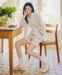 W PATTERN SHEER SHIRT IN IVORY image 10