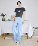 W LEMON GRAPHIC SLIM CROP TEE IN CHARCOAL GREY image 4
