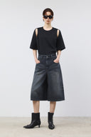 CONTRAST BERMUDA DENIM PANTS IN LIGHT BLUE image 1