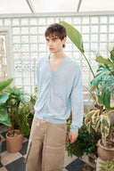BACK LOGO SEE THROUGH CARDIGAN FOR MEN IN LIGHT BLUE image 11