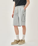 CLASSIC LOGO CARGO SWEAT SHORTS IN HEATHER GREY image 1