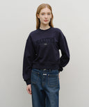 W RAW EDGE APPLIQUE LOGO CROP SWEATSHIRT IN NAVY image 1