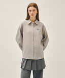 W PATTERN SHEER SHIRT IN GREY PINK image 7