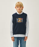 KIDS BEAR CLASSIC LOGO KNIT VEST IN NAVY image 1