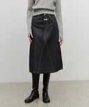 W A-LINE DENIM MIDI SKIRT IN DARK BLUE image 3
