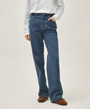 W HIGH STRAIGHT STRIPE DENIM PANTS IN BLUE image 1