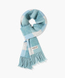 FUZZY CHECK KNIT MUFFLER IN TEAL image 1