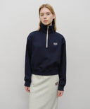 W CLASSIC LOGO HALF-ZIP UP CROP SWEATSHIRT IN BROWN image 11