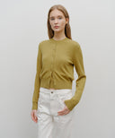 W HALF KNIT ROUND NECK CARDIGAN SET UP IN OATMEAL image 18