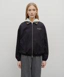 GRAPHIC EMBROIDERY COTTON BOMBER JACKET IN BEIGE image 11