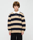 KIDS MICRO CLASSIC LOGO RUGBY STRIPE SWEATSHIRT IN NAVY