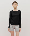 W LAYERED SHEER JERSEY LONG SLEEVE IN BLACK