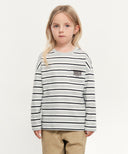 KIDS STRIPE LONG SLEEVE IN HEATHER GREY image 1