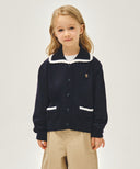 KIDS W LACE COLLAR CARDIGAN IN NAVY image 1