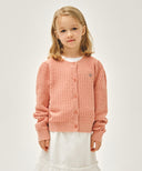 KIDS W POINTELLE KNIT CARDIGAN IN CORAL PINK image 1