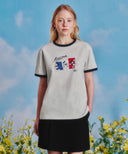 [MARITHE_DISNEY] MICKEY_FRENCH RINGER TEE IN LIGHT HEATHER GREY image 1