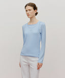 W LAYERED SHEER JERSEY LONG SLEEVE IN SKY BLUE