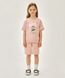 KIDS RAGLAN HALF SWEAT SET-UP IN INDI PINK image 1